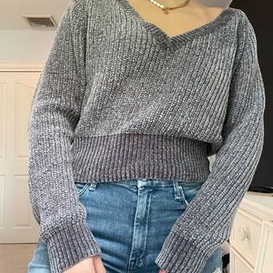 grey urban outfitters v neck sweater